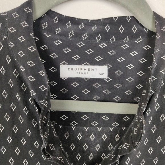 Equipment Navy Mini Dress with White Pattern - Picture 9 of 11